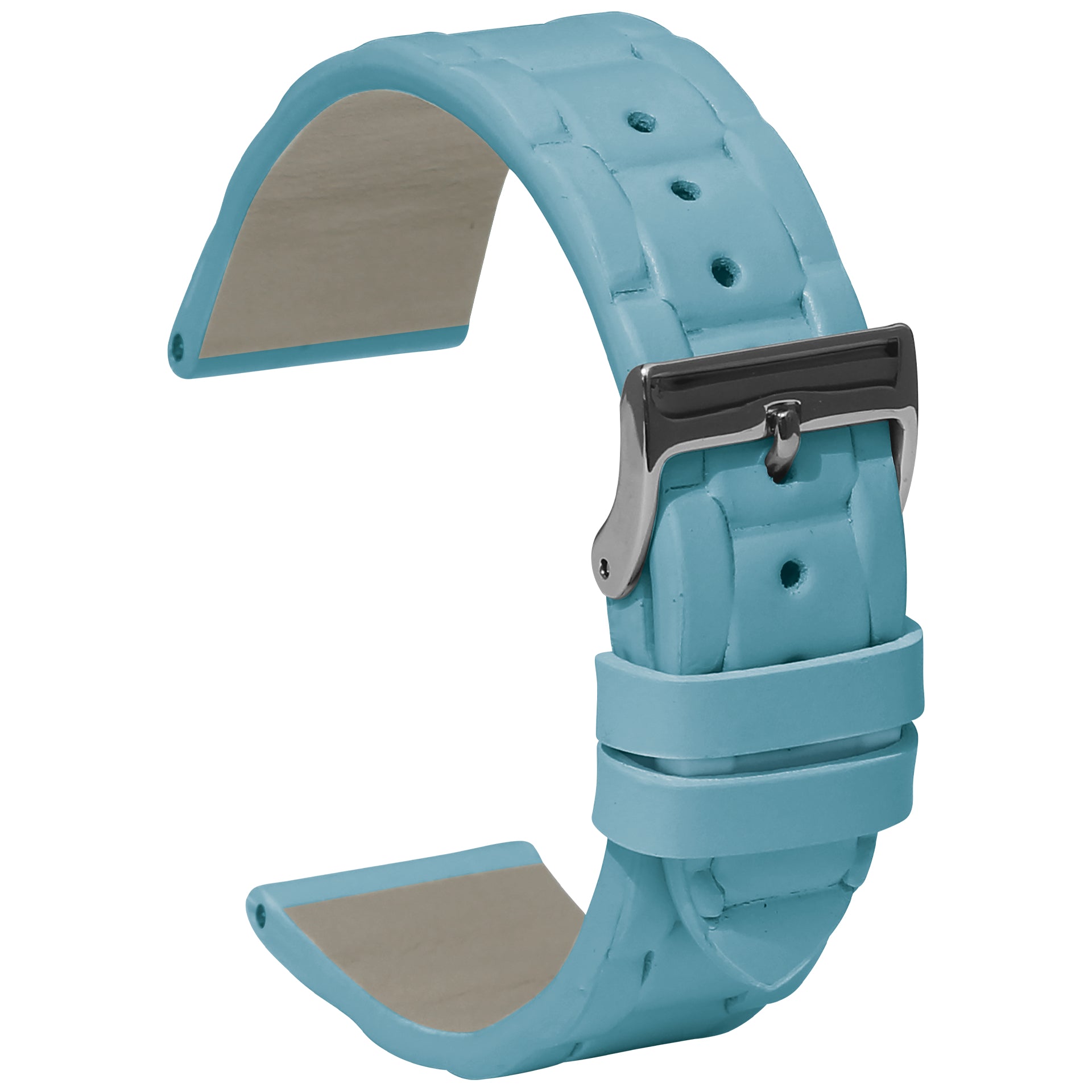 Oyster Print Leather Strap Light Blue - Main Image