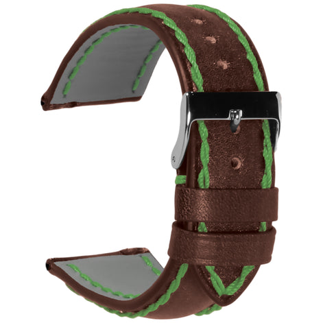 Cinturino Pelle Cucito a Mano - Brown/Verde