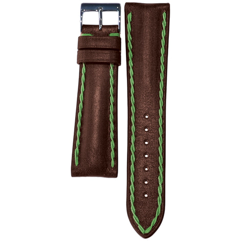 Cinturino Pelle Cucito a Mano - Brown/Verde