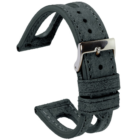 Perforated Leather Strap - Vintage Black