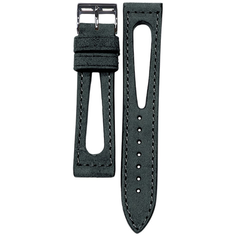 Perforated Leather Strap - Vintage Black