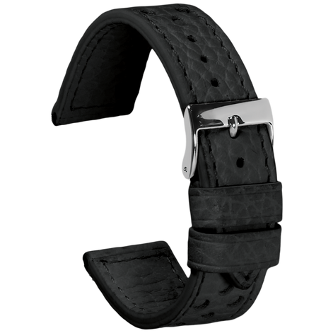 Perforated leather strap - Black Buffalo