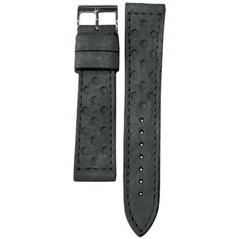 Perforated Leather Strap - Vintage Black