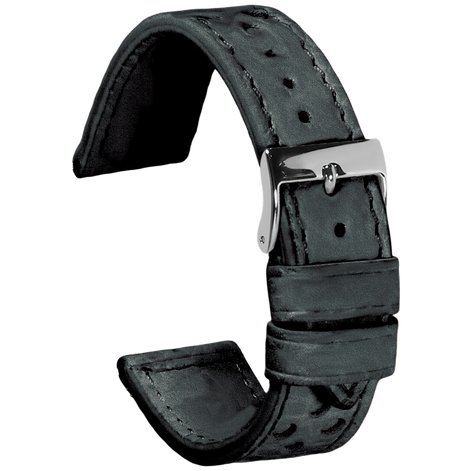 Perforated Leather Strap - Vintage Black